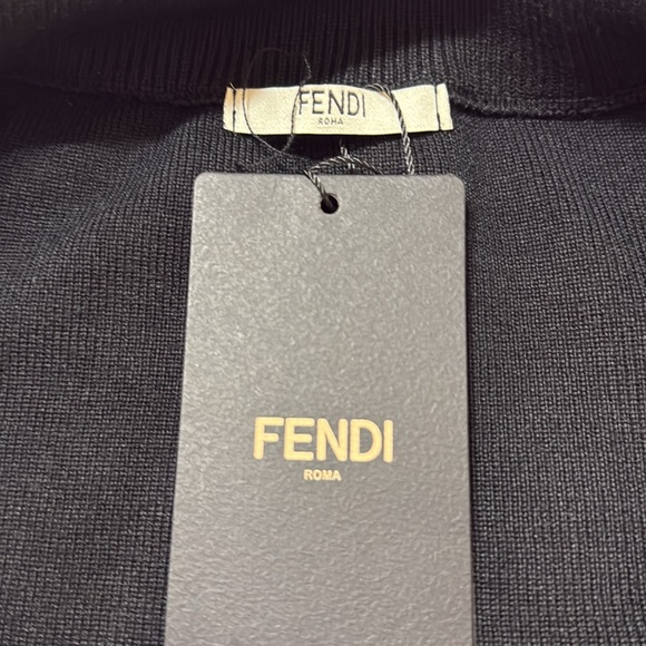 Fendi Black Knit Pantsuit with Tan & Rust Logo - Picture 3 of 3